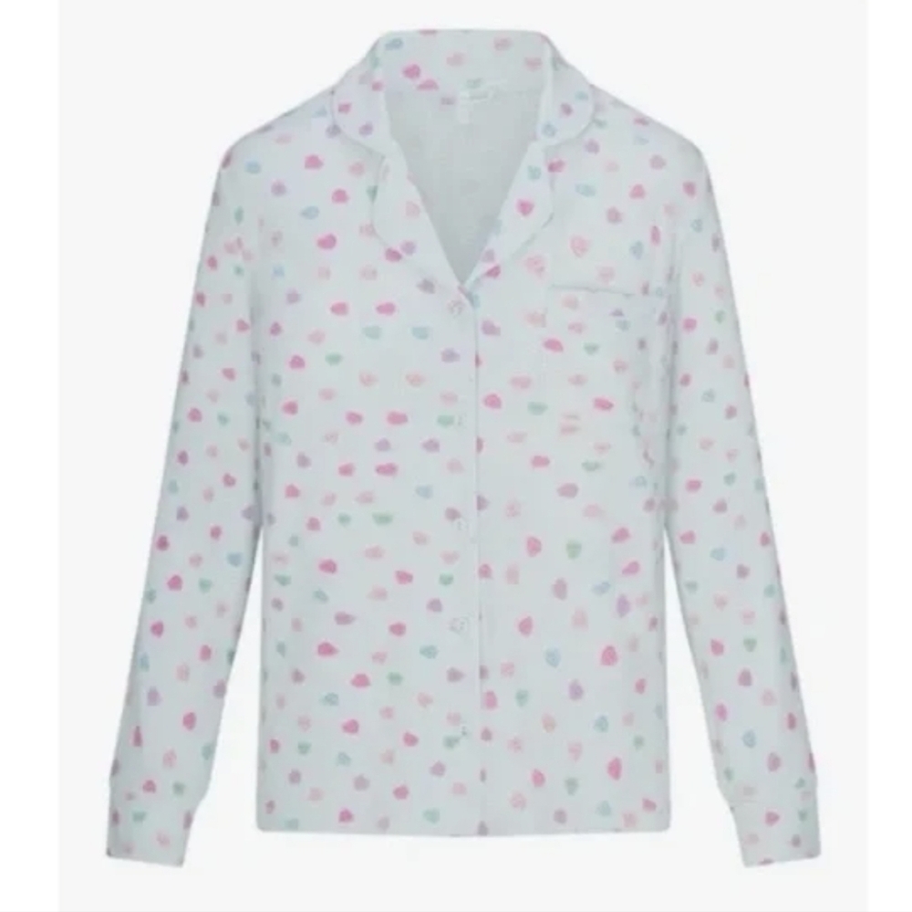 NWOT SKIMS Valentine's Day Heart Candy Pajama Button Down Long Sleeve Top